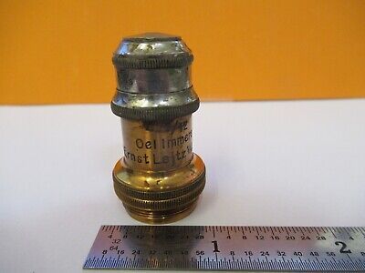 OBJECTIVE ANTIQUE BRASS LEITZ 100X OPTICS MICROSCOPE PART AS PICTURED &G1-A-75