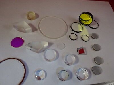 LOT OPTICAL GLASS LENSES PRISMS FILTERS LASER OPTICS AS PICTURED &R7-A-30