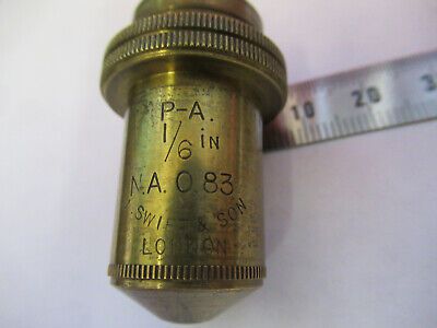 ANTIQUE BRASS SWIFT LONDON OBJECTIVE 1/6 MICROSCOPE PART AS PICTURED &87-FT-31