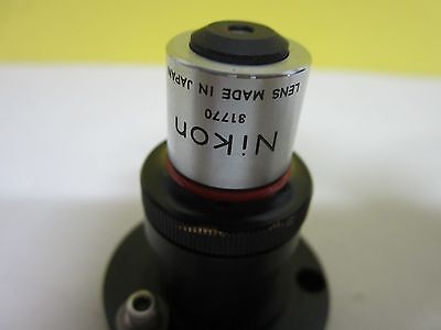 MICROSCOPE PART NIKON JAPAN OBJECTIVE 4X + ATTACHMENT OPTICS AS IS BIN#T6-17