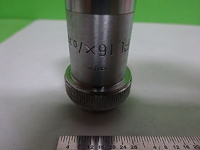 MICROSCOPE PART LEITZ GERMANY VINTAGE  OBJECTIVE PL 16X OPTICS AS IS BIN#2B-E-19