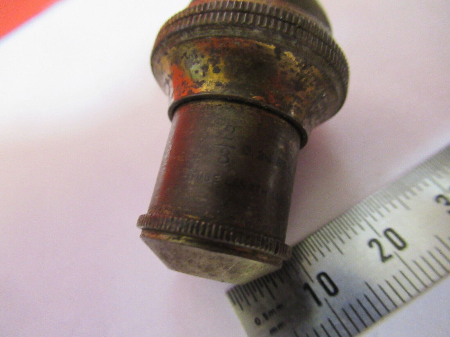 ANTIQUE  BRASS BAUSCH LOMB OBJECTIVE 2/3 MICROSCOPE PART AS PICTURED G4-A-113