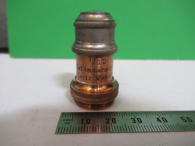 ANTIQUE ERNST LEITZ BRASS OBJECTIVE OPTICS MICROSCOPE PART AS PICTURED &Q9-A-33