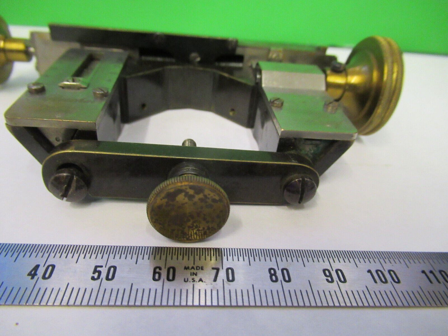 ANTIQUE BRASS STAGE CLIP REICHERT AUSTRIA RARE MICROSCOPE PART AS PICTURED 5-B-8