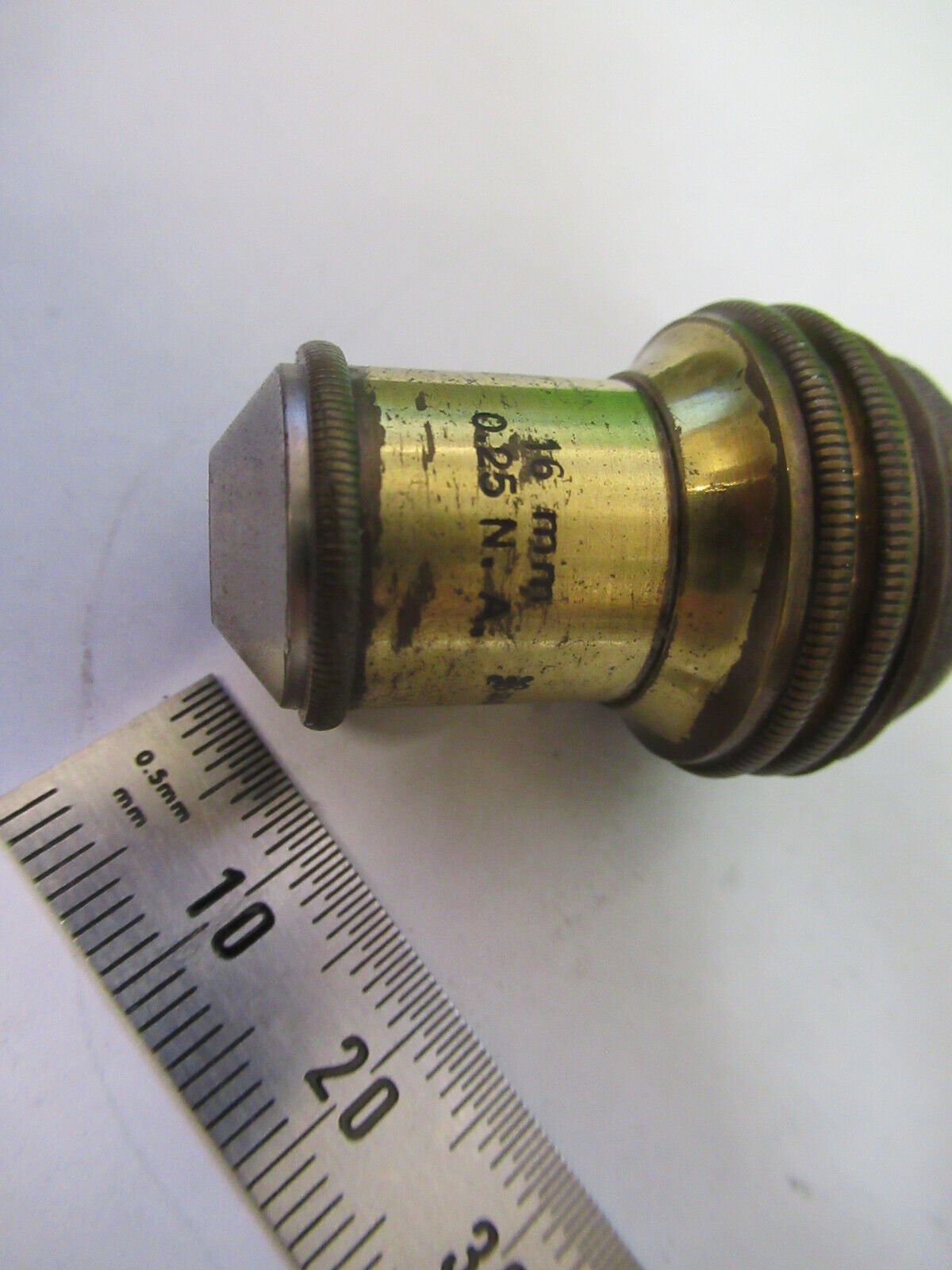 ANTIQUE BRASS BAUSCH LOMB OBJECTIVE 16mm MICROSCOPE PART AS PICTURED G5-A-54