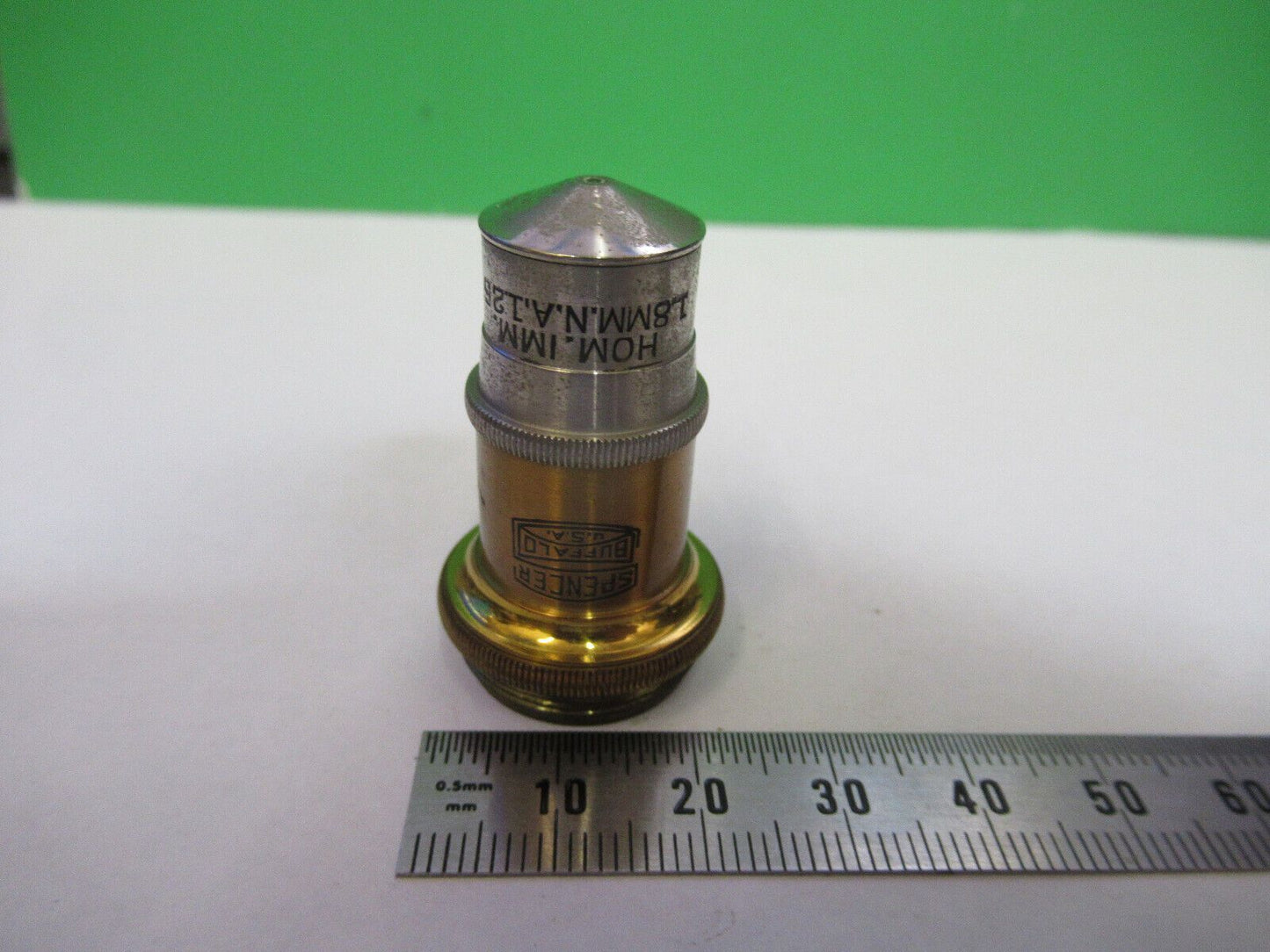 ANTIQUE BRASS OBJECTIVE SPENCER 95X LENS MICROSCOPE PART AS PICTURED &H9-C-11