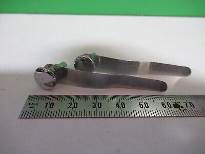 ANTIQUE BAUSCH LOMB PAIR CLIPS MICROSCOPE PART AS PICTURED &R9-A-65