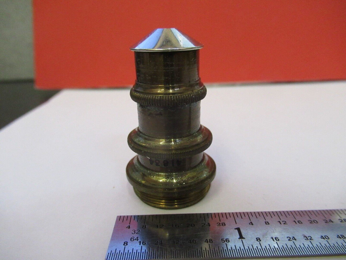 SPENCER 4mm BRASS ANTIQUE OBJECTIVE OPTICS MICROSCOPE PART AS PICTURED &H6-A-36