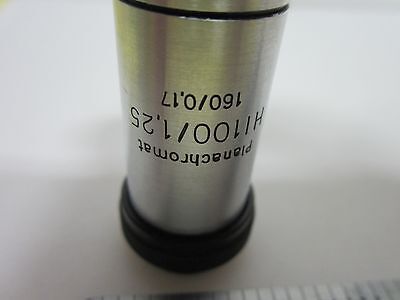 MICROSCOPE PART OBJECTIVE CARL ZEISS 100X PLANACHROMAT OPTICS BIN#H6-06