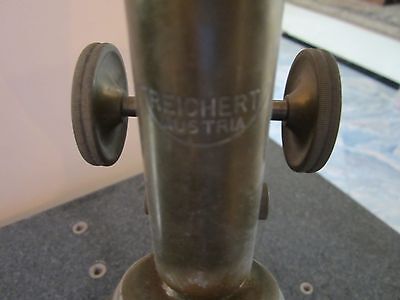 VINTAGE OPTICAL ANTIQUE BRASS MICROSCOPE REICHERT  as shown OPTICS #LOBBY