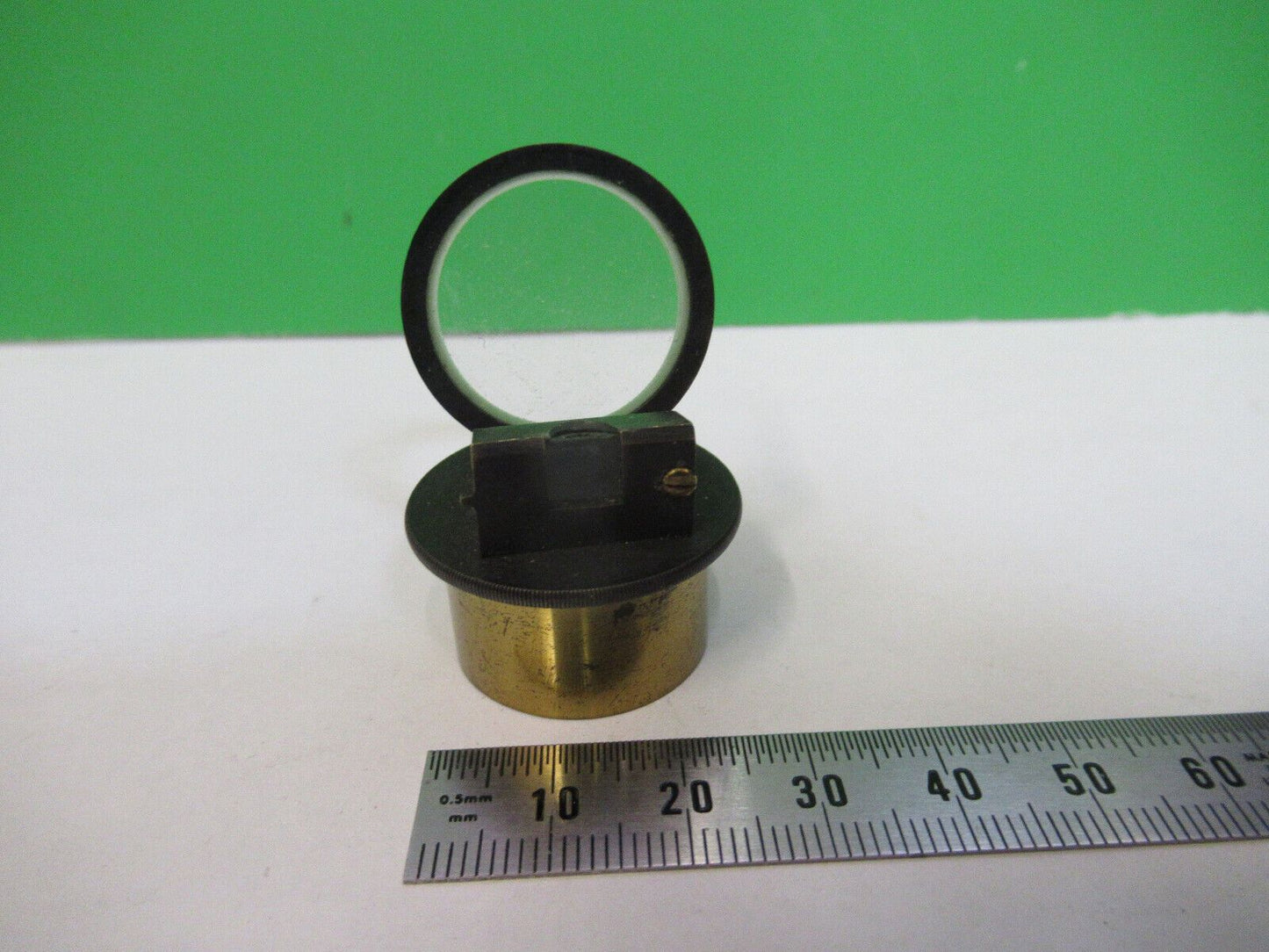 ANTIQUE BRASS EYEPIECE PRISM LENS RARE MICROSCOPE PART AS PICTURED &R6-A-06