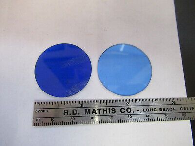 BAUSCH LOMB PAIR BLUE GLASS FILTER MICROSCOPE PART OPTICS AS PICTURED &13-FT-37