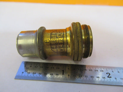 ANTIQUE ERNST LEITZ OBJECTIVE "6" OPTICS MICROSCOPE PART AS PICTURED &8M-A-84B