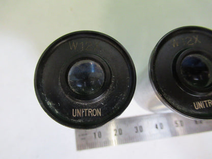 UNITRON JAPAN PAIR 12X EYEPIECE OCULAR MICROSCOPE PART AS PICTURED Z1-A-161