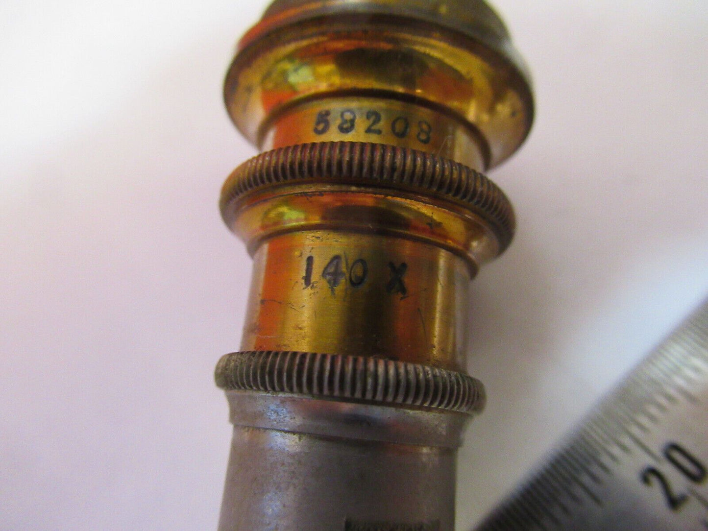 ANTIQUE BRASS SPENCER 140X RARE OBJECTIVE MICROSCOPE PART AS PICTURED #R3-C-48