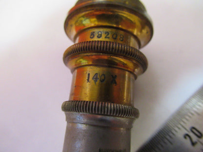 ANTIQUE BRASS SPENCER 140X RARE OBJECTIVE MICROSCOPE PART AS PICTURED #R3-C-48