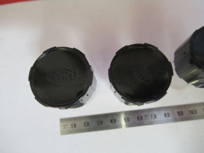 OLYMPUS JAPAN LOT 3 EA EMPTY OBJECTIVE CANS MICROSCOPE PART AS PICTURED #P8-A-44