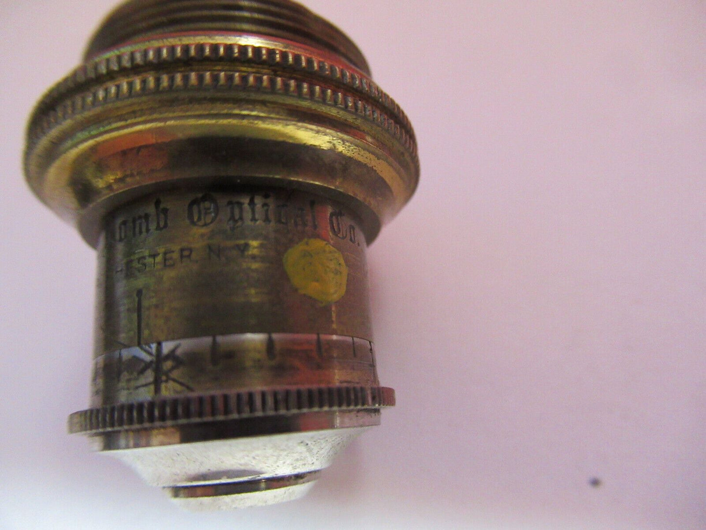 ANTIQUE BRASS OBJECTIVE BAUSCH LOMB 1/4 1IN MICROSCOPE OPTICS AS PICTURED Q2-41