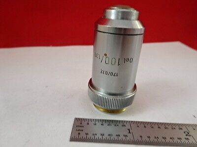 MICROSCOPE PART OBJECTIVE LEITZ WETZLAR GERMANY 100X OPTICS AS IS B#U1-B-12