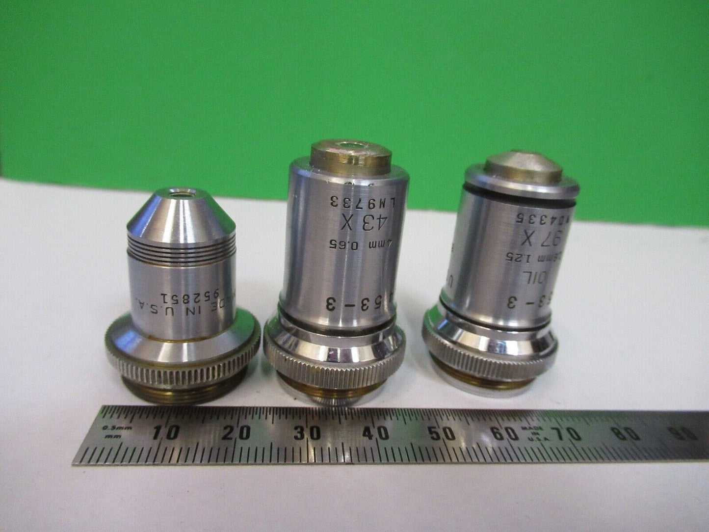 LOT OBJECTIVES UCLA BAUSCH LOMB SPENCER MICROSCOPE PART AS PICTURED Q7-B-40