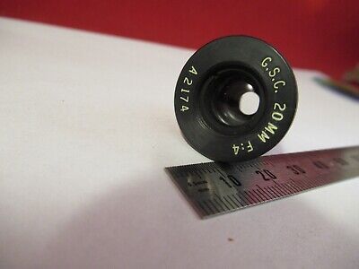 OPTICAL BRASS MOUNTED LENS G.S.C. 20mm f:4 MICROSCOPE PART OPTICS a2174 &12-A07