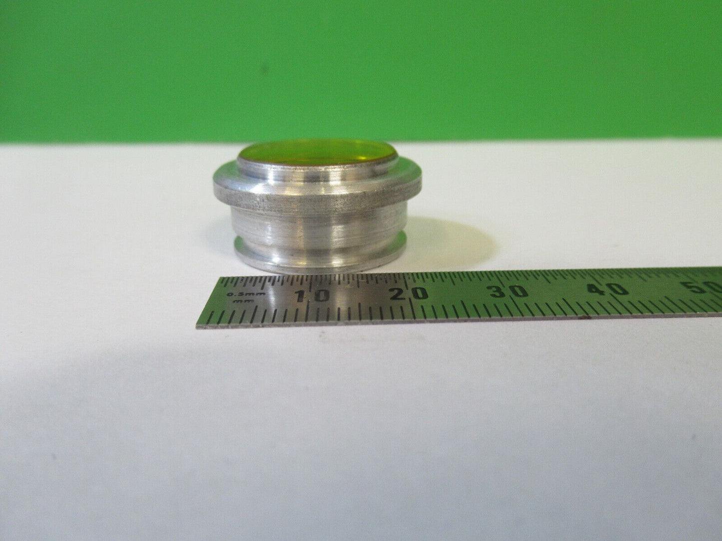 OPTICAL YELLOW FILTER GLASS  MOUNTED LASER OPTICS AS PICTURED #22-A-50