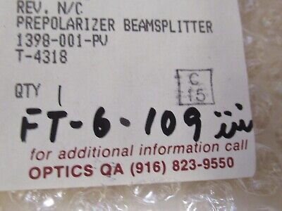 OPTICAL PREPOLARIZED BEAM SPLITTER COHERENT LASER OPTICS AS PICTURED &FT-6-109