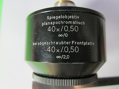 MICROSCOPE AUS JENA GERMANY MIRROR OBJECTIVE PLAN ACHROMAT 40X RARE OPTICS BN#34