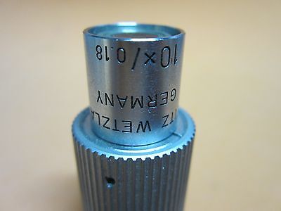 OPTICAL MICROSCOPE PART OBJECTIVE 10X LEITZ WETZLAR GERMANY OPTICS BIN#40-03