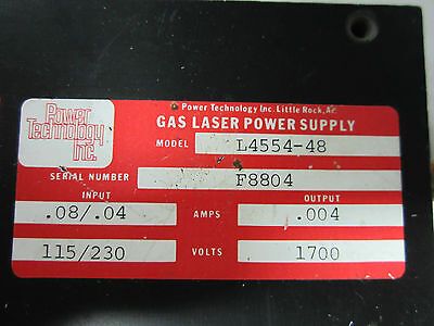 LASER HELIUM NEON HIGH VOLTAGE POWER SUPPLY i AS IS  BIN#4V