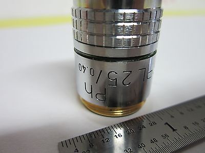 OPTICAL MICROSCOPE PART OBJECTIVE 25X PHASE OPTICS BIN#C7-90