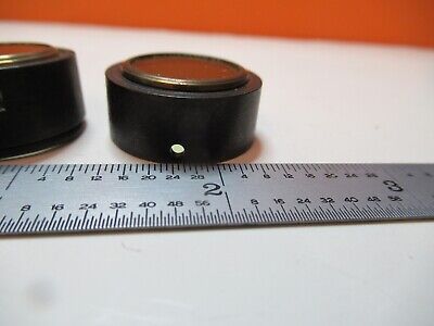 ANTIQUE MICROSCOPE PART PAIR FILTER LENS PB24330-1 UNKNOWN AS PICTURED &16-B-89