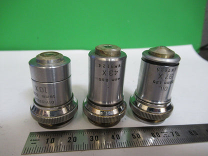 BAUSCH LOMB OBJECTIVE LOT 3 EA OPTICS MICROSCOPE PART AS PICTURED &H9-A-69