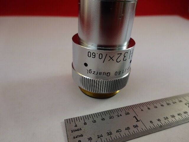 MICROSCOPE PART OBJECTIVE LEITZ GERMANY QUARTZ 32X OPTICS AS IS #F2-A-8