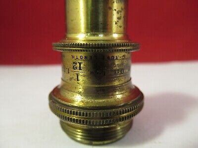 ANTIQUE BRASS OBJECTIVE BAUSCH LOMB 1/12 OPTICS MICROSCOPE AS PICTURED #10-B-35