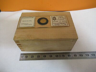 ANTIQUE PREPARED SLIDE DIATOMACEAE + WOOD CASE MICROSCOPE AS PICTURED 4B-FT-18