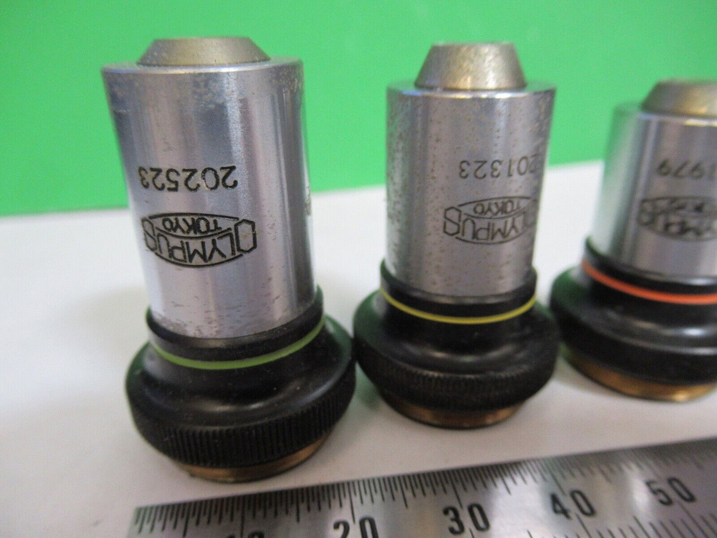 LOT OBJECTIVES OLYMPUS JAPAN POL MICROSCOPE PART AS PICTURED Z7-FT-81