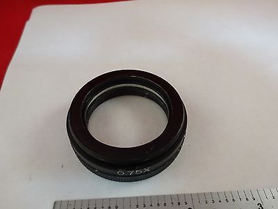 MICROSCOPE PART STEREO OBJECTIVE 0.75X   W.D. 100 mm OPTICS AS IS BIN#N2-E-09