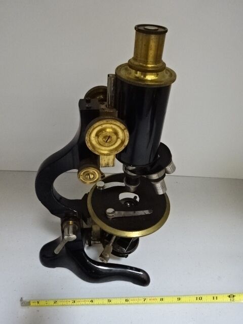 MICROSCOPE VINTAGE R FUESS BERLIN ANTIQUE BRASS GERMANY OPTICS AS IS #TB-4