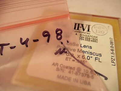 OPTICAL ZINC SELENIDE ZnSe INFRARED LENS PL-CC LASER OPTICS AS PICTURED &FT-4-98