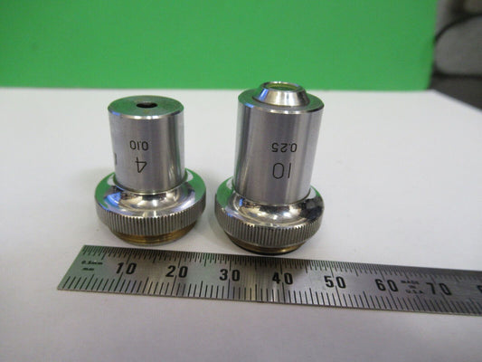 LOT 2 ea OBJECTIVES JONCO 4X 10X MICROSCOPE PART AS PICTURED &R4-A-48