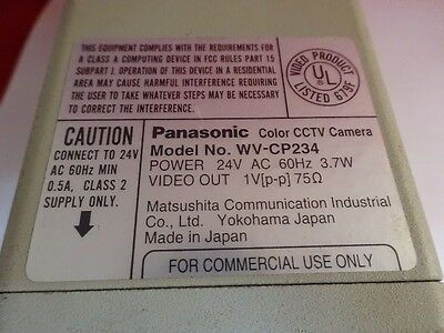 CAMERA CCD PANASONIC WV-CP234 COLOR OPTICS AS IS #86-12