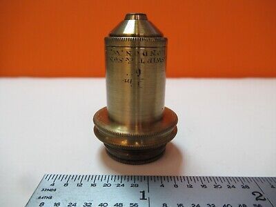 ANTIQUE BRASS OBJECTIVE SWIFT UK 1/6 MICROSCOPE PART AS PICTURED &16-B-25