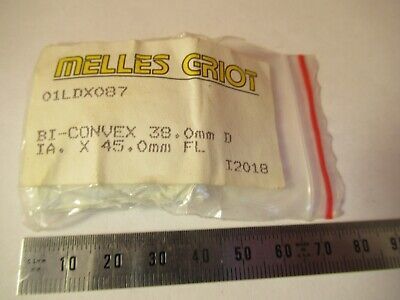 OPTICAL LENS MELLES GRIOT BI CONVEX 38mm DIA 45mm FL OPTICS AS PICTURED P7-FT-77