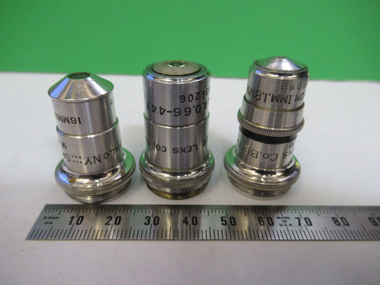 LOT SPENCER OBJECTIVE 10X 44X 95X MICROSCOPE PART OPTICS AS PICTURED AO Z6-A-105