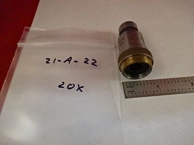 MICROSCOPE PART VICKERS ENGLAND UK OBJECTIVE MICROPLAN 20X OPTICS AS IS #21-A-22