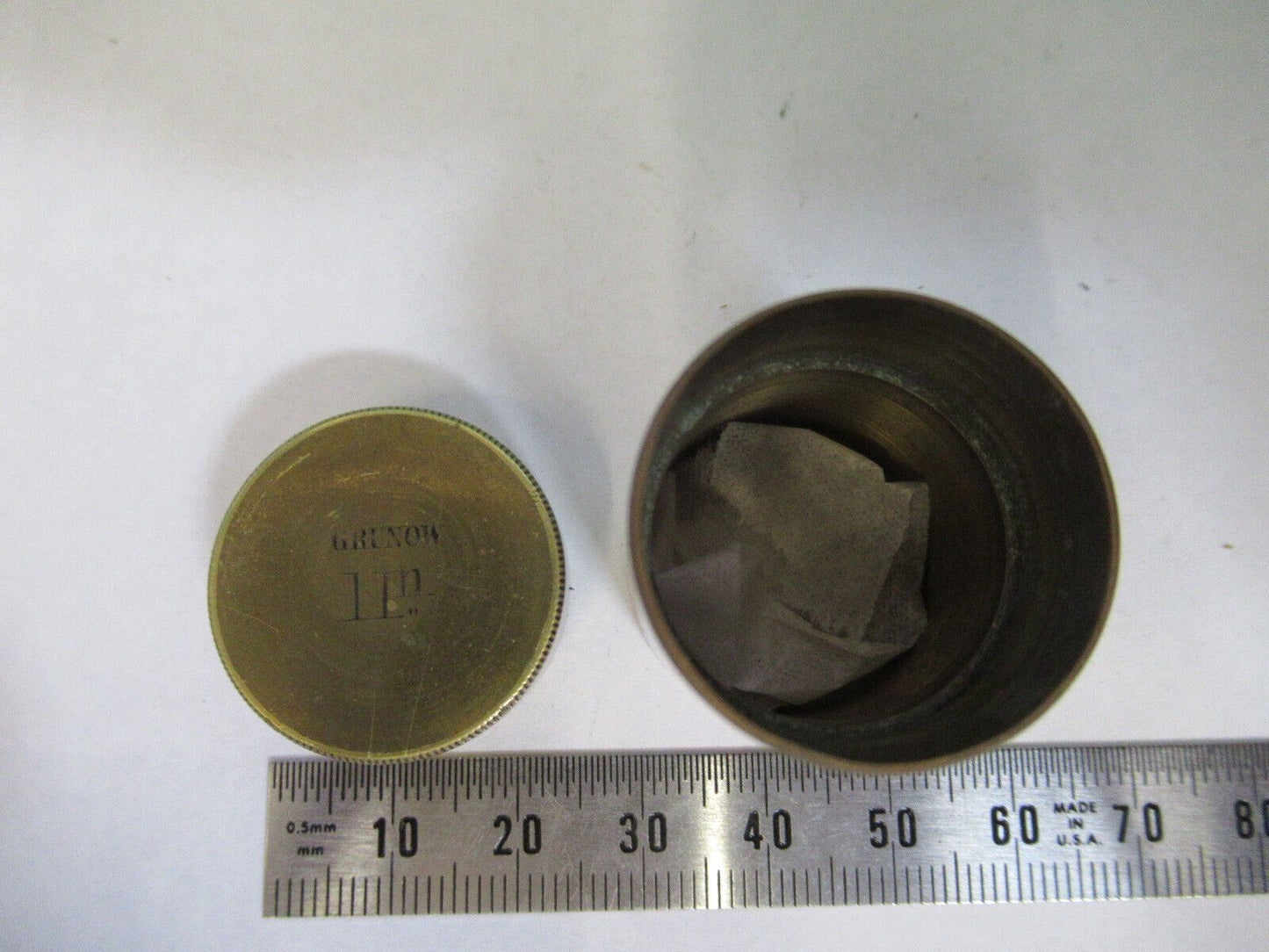 ANTIQUE BRASS GRUNOW RARE EMPTY OBJECTIVE CANISTER AS PICTURED &R9-B-07