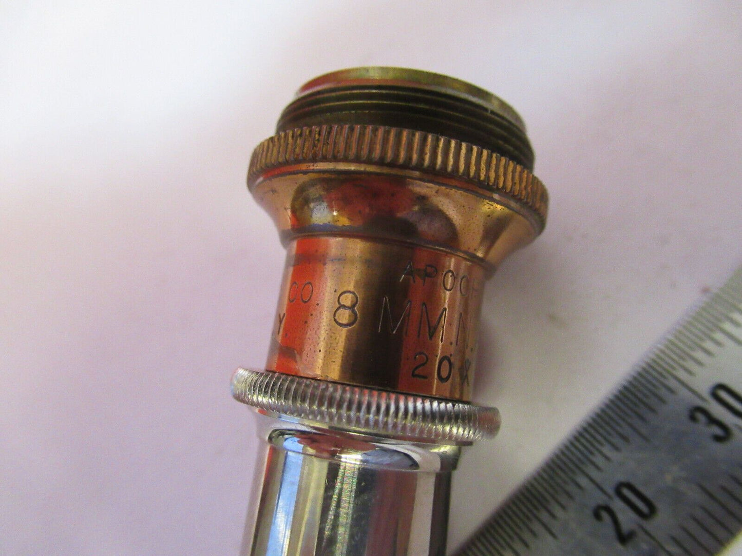 ANTIQUE BRASS SPENCER 8mm OBJECTIVE MICROSCOPE PART AS PICTURED &H9-B-39