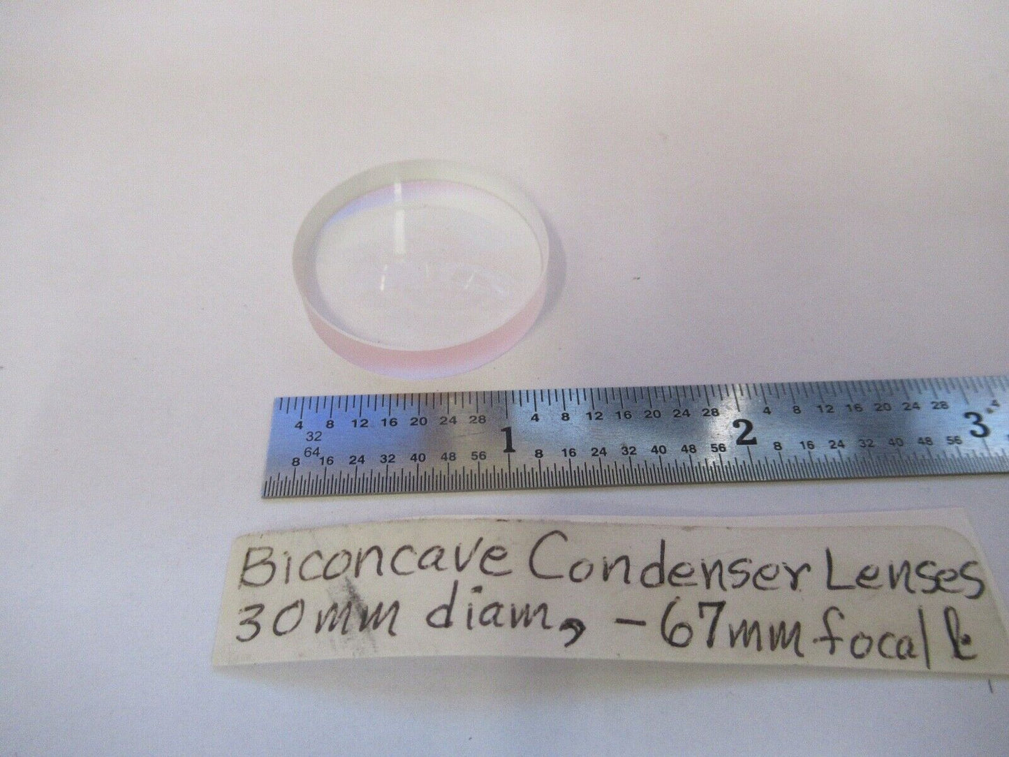 OPTICAL BI CONCAVE LENS 30mm DIAMETER -67mm FL OPTICS AS PICTURED &3-FT-X46