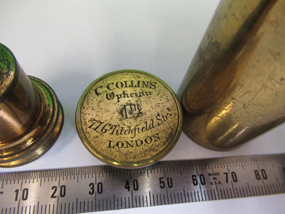 ANTIQUE BRASS RARE COLLINS LONDON OBJECTIVE MICROSCOPE PART AS PICTURED #R1-B-07